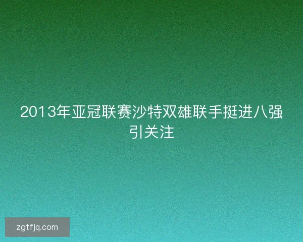 2013年亚冠联赛沙特双雄联手挺进八强引关注