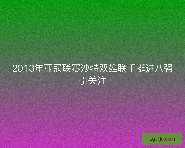 2013年亚冠联赛沙特双雄联手挺进八强引关注
